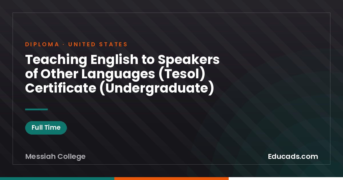 Teaching English to Speakers of Other Languages (Tesol) Certificate (Undergraduate)