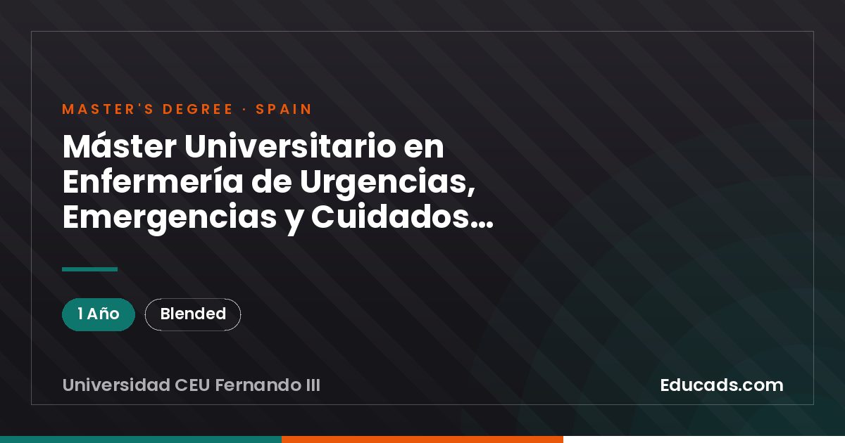 Máster Universitario en Enfermería de Urgencias, Emergencias y Cuidados Críticos