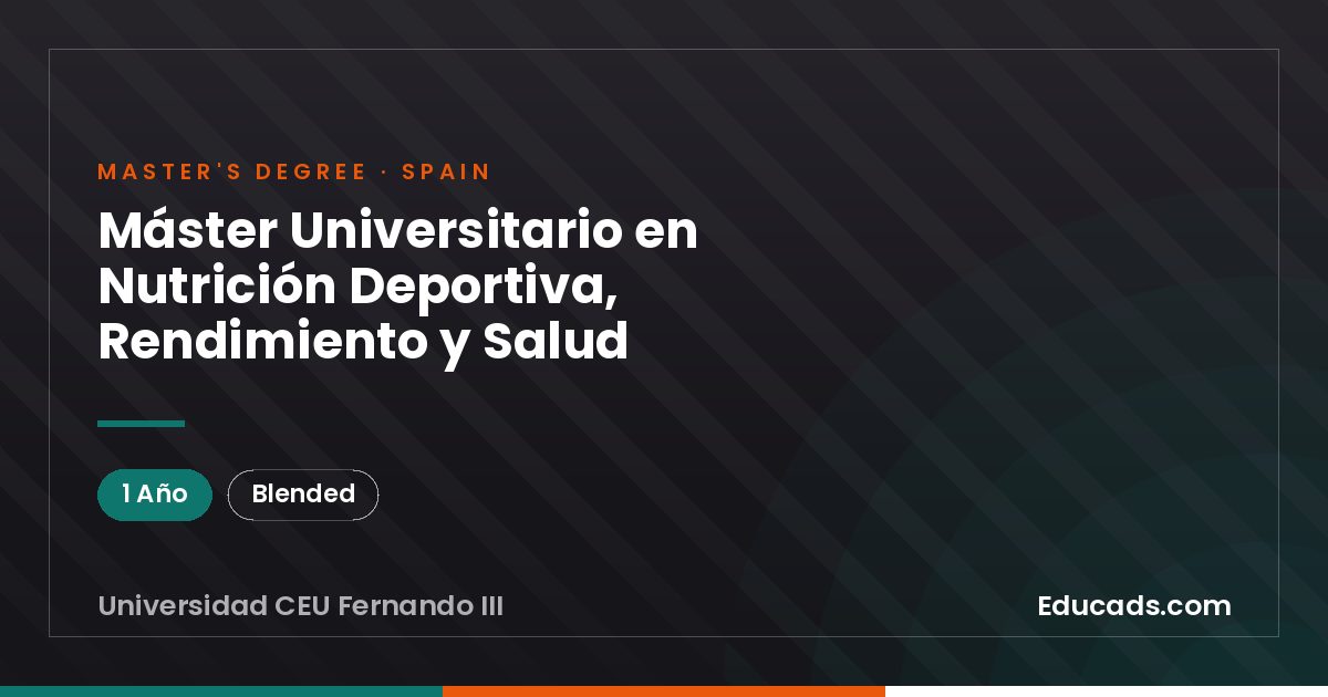 Máster Universitario en Nutrición Deportiva, Rendimiento y Salud