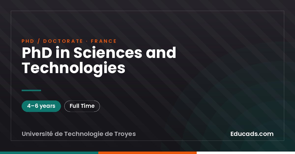 PhD in Sciences and Technologies
