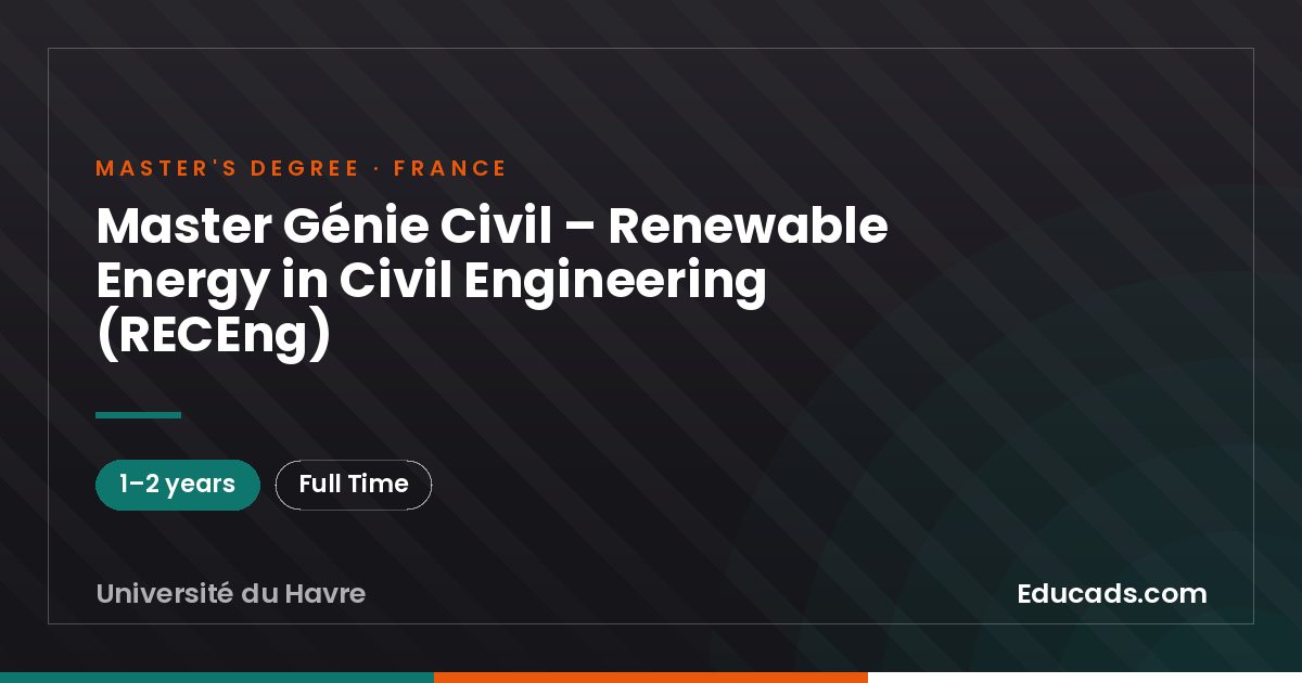 Master Génie Civil – Renewable Energy in Civil Engineering (RECEng)