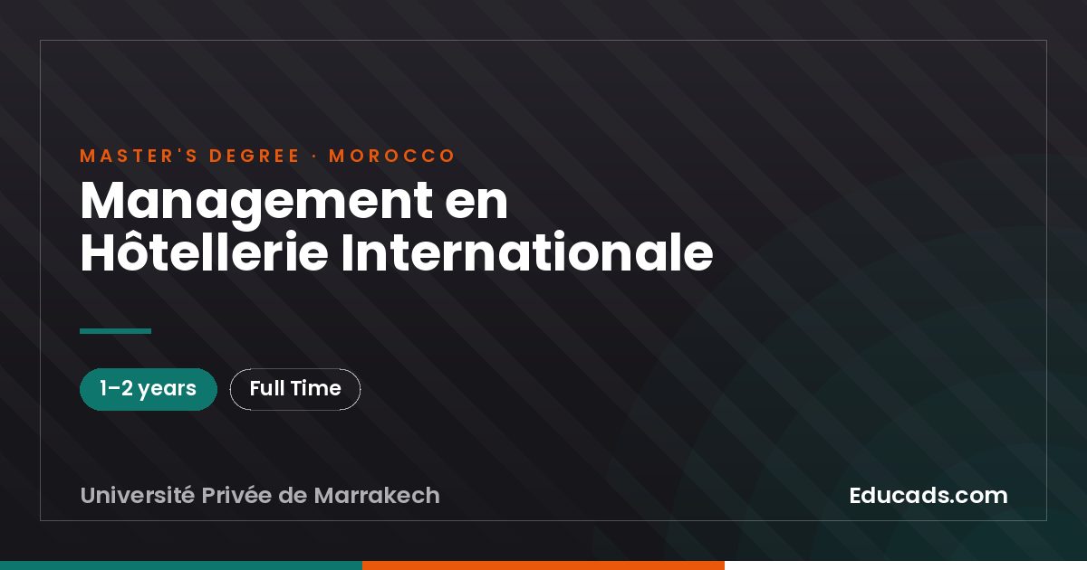 Management en Hôtellerie Internationale