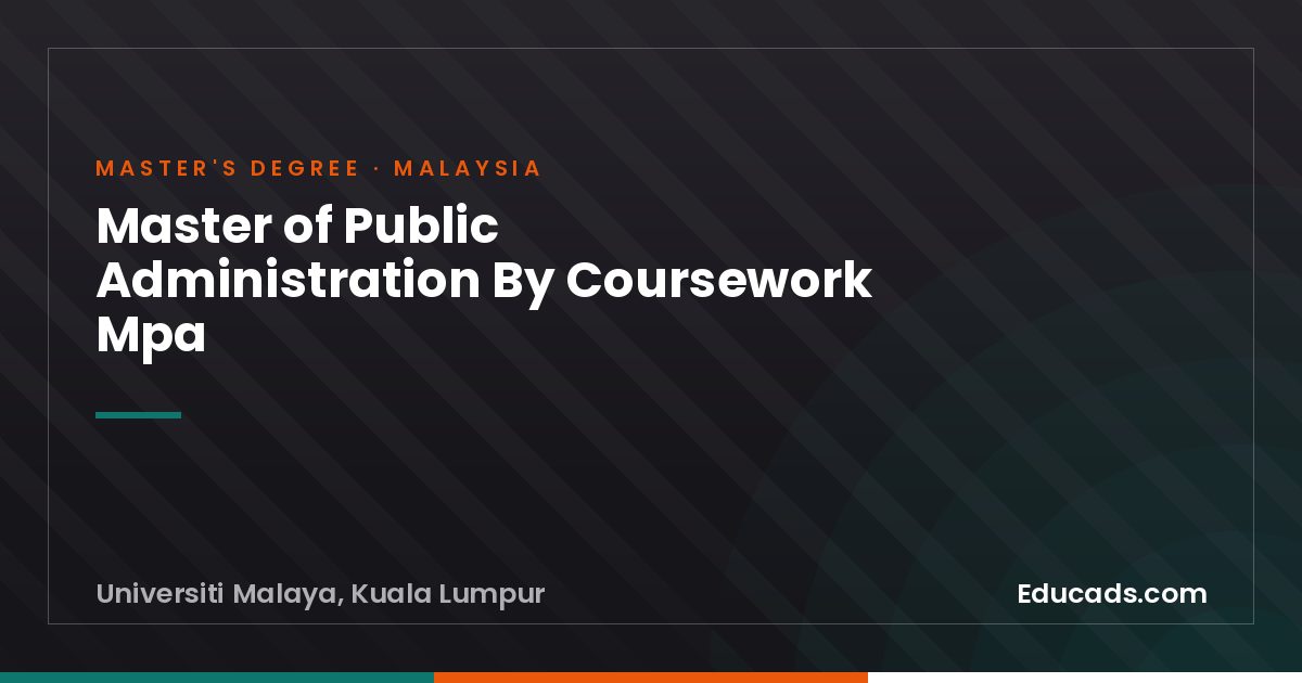 Master of Public Administration By Coursework Mpa
