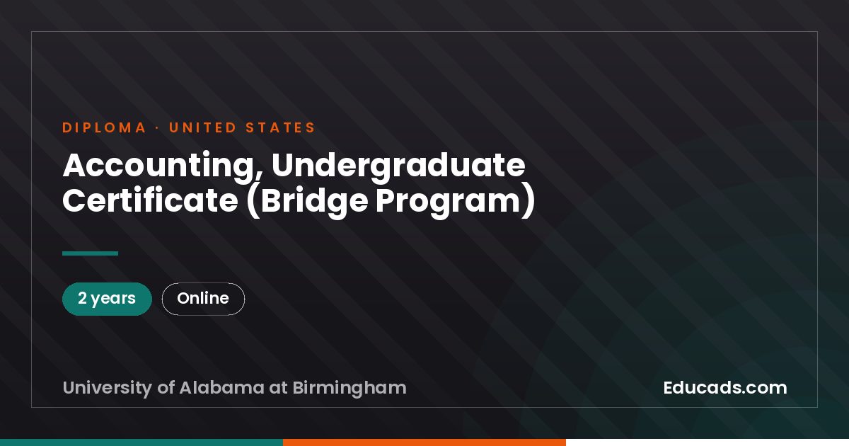Accounting, Undergraduate Certificate (Bridge Program)