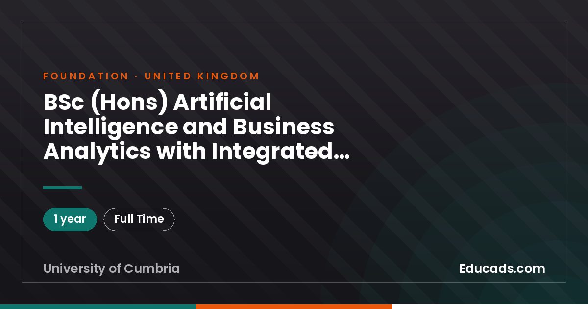 BSc (Hons) Artificial Intelligence and Business Analytics with Integrated Foundation Year