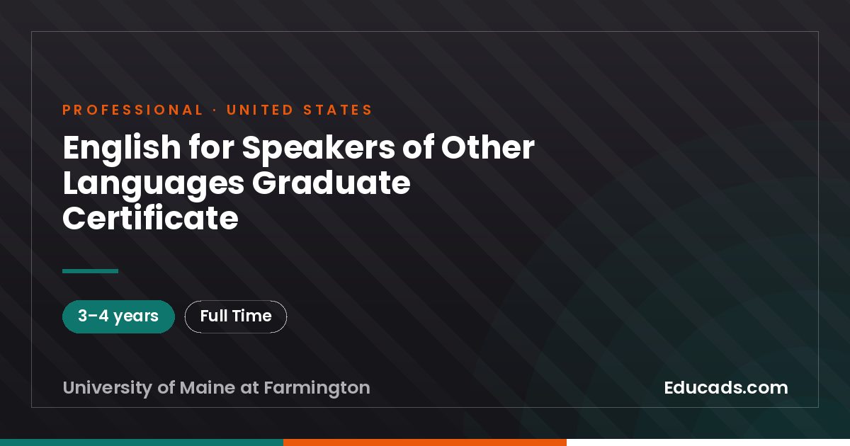 English for Speakers of Other Languages Graduate Certificate