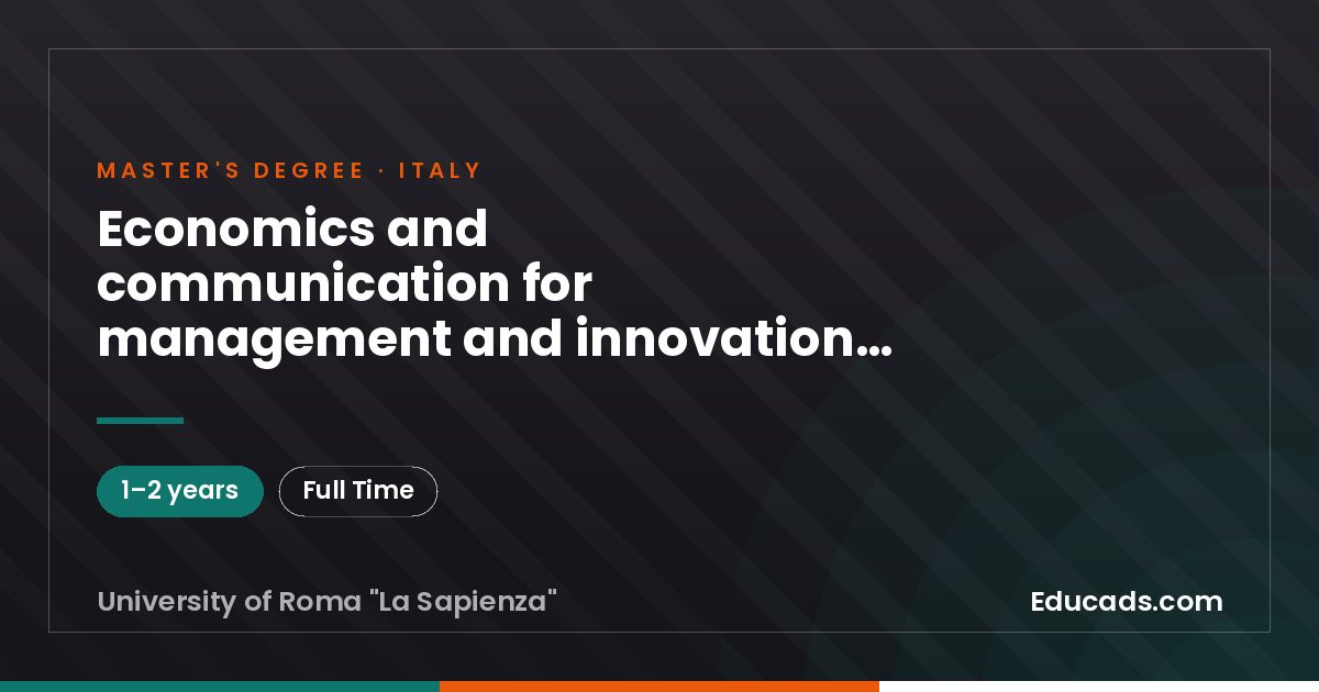 Economics and communication for management and innovation - Economia e comunicazione per il management e l’innovazione