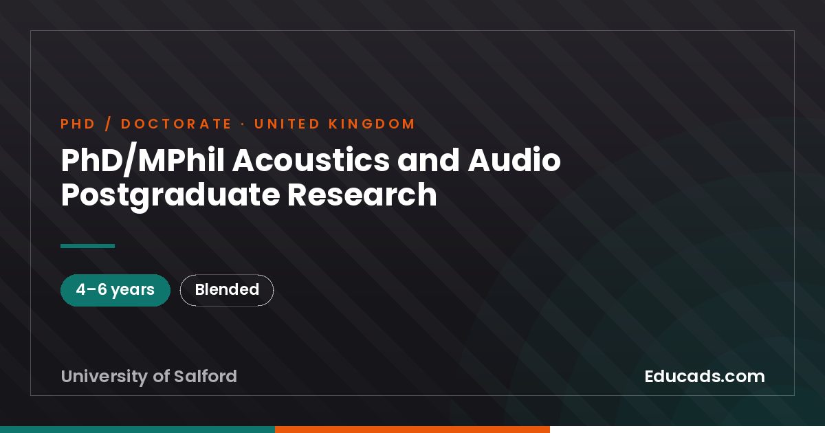 PhD/MPhil Acoustics and Audio Postgraduate Research