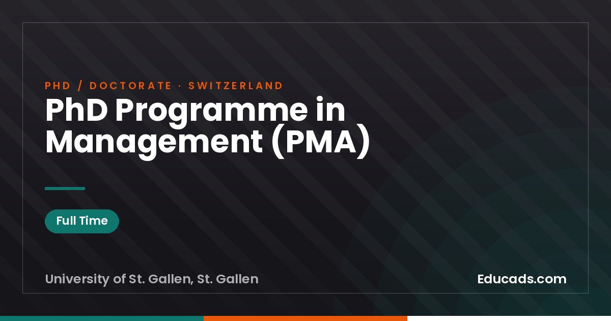 PhD Programme in Management (PMA)