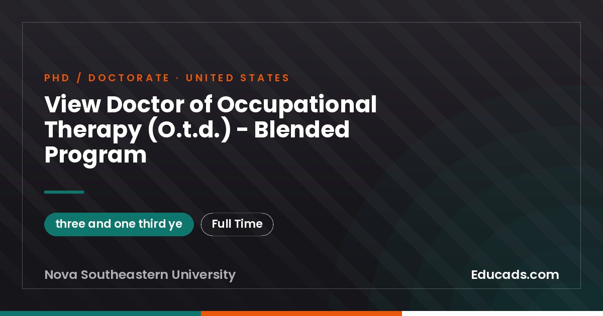 View Doctor of Occupational Therapy (O.t.d.) - Blended Program