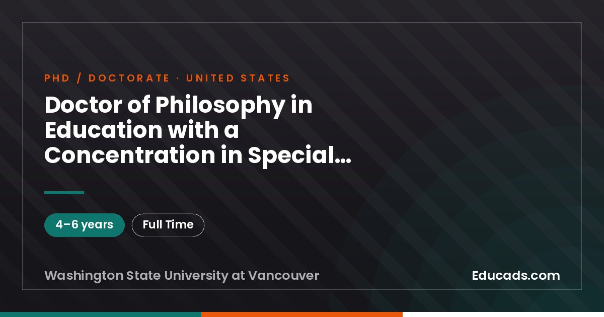 Doctor of Philosophy in Education with a Concentration in Special Education