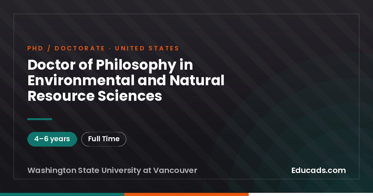 Doctor of Philosophy in Environmental and Natural Resource Sciences