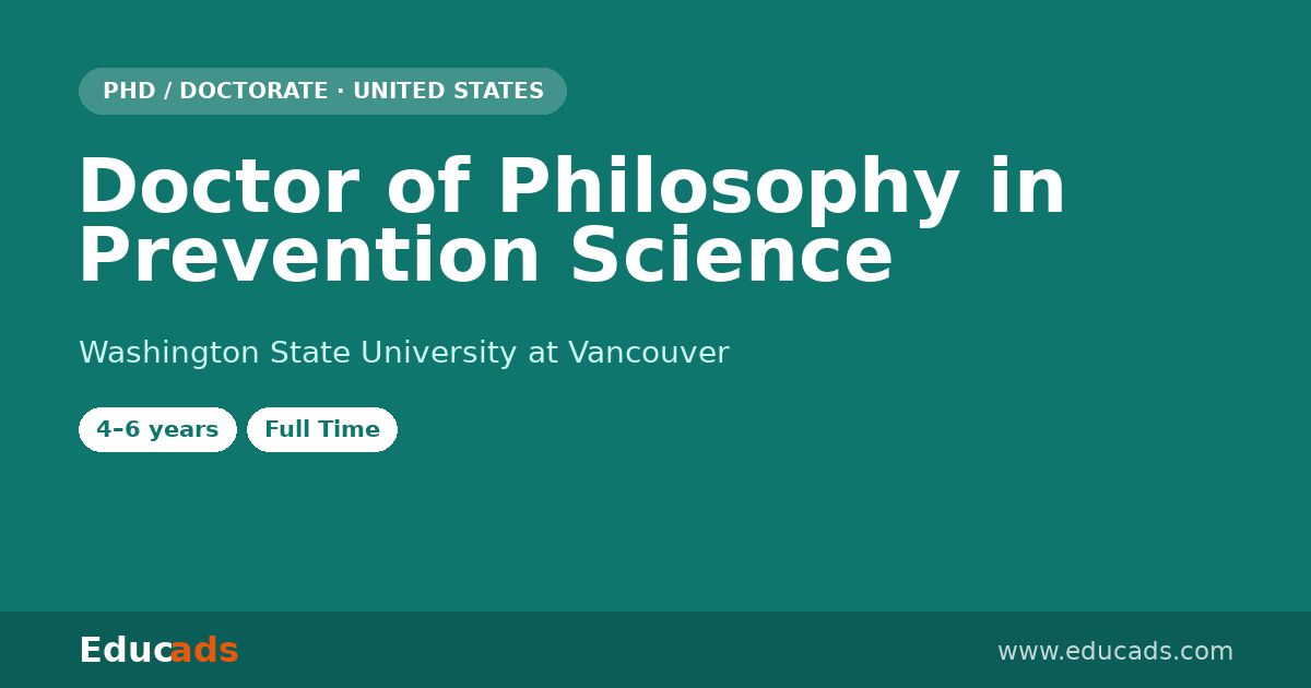 Doctor of Philosophy in Prevention Science