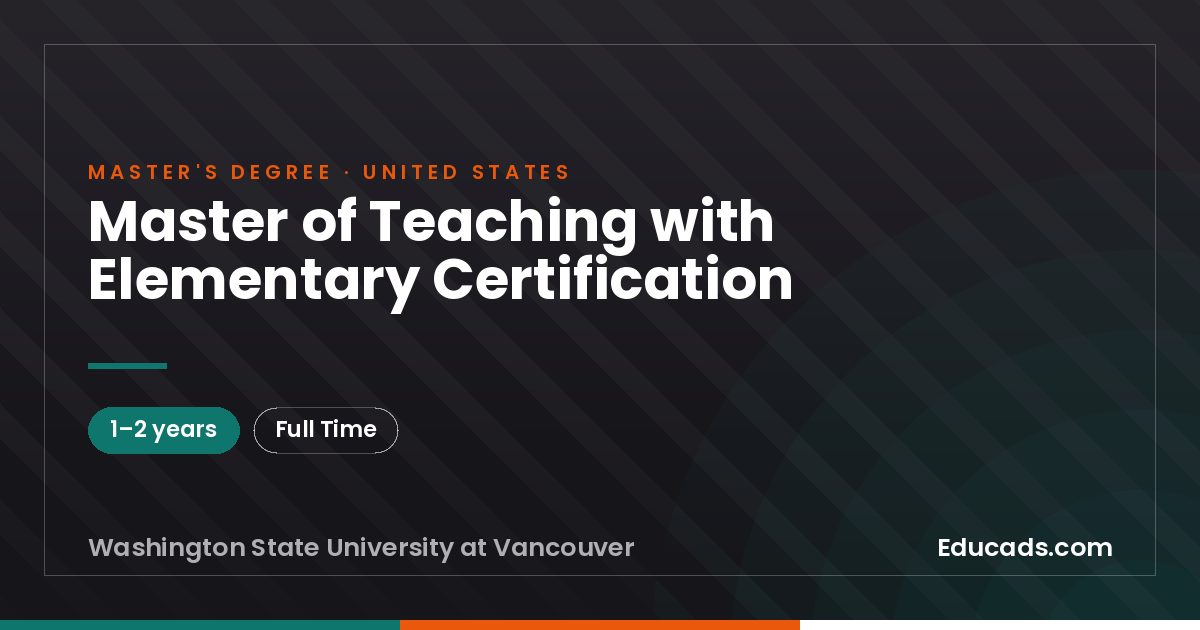 Master of Teaching with Elementary Certification