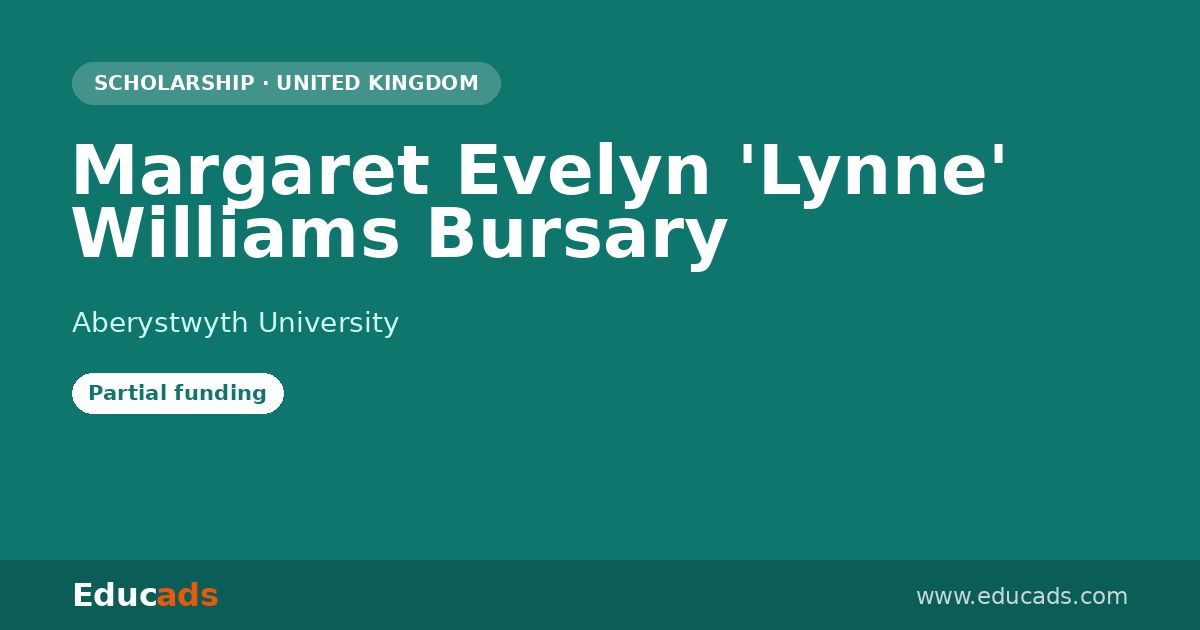 Margaret Evelyn 'Lynne' Williams Bursary scholarship