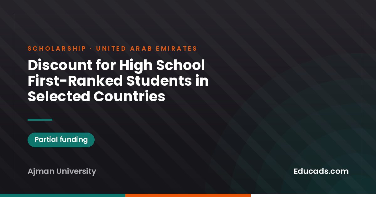 Discount for High School First-Ranked Students in Selected Countries scholarship