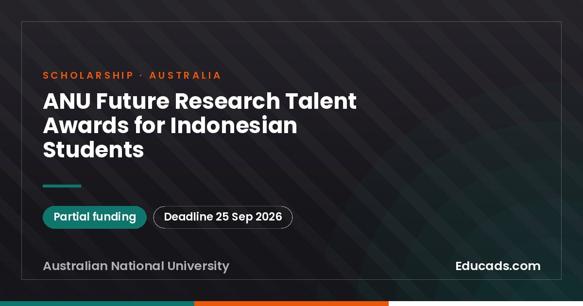 ANU Future Research Talent Awards for Indonesian Students scholarship