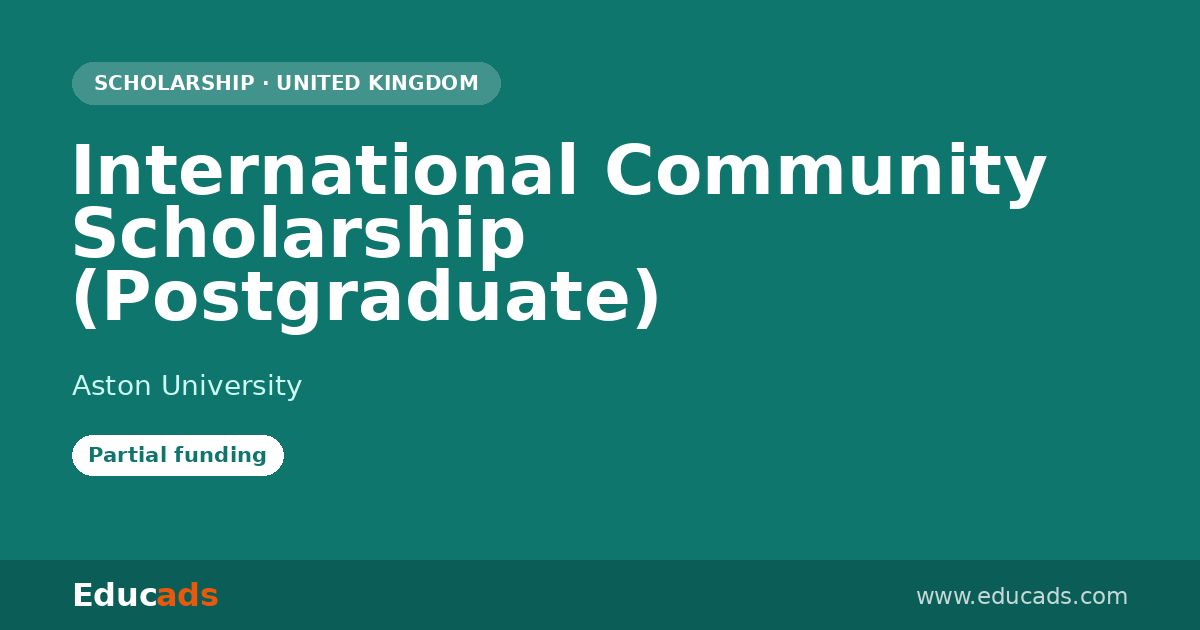 International Community Scholarship (Postgraduate) scholarship