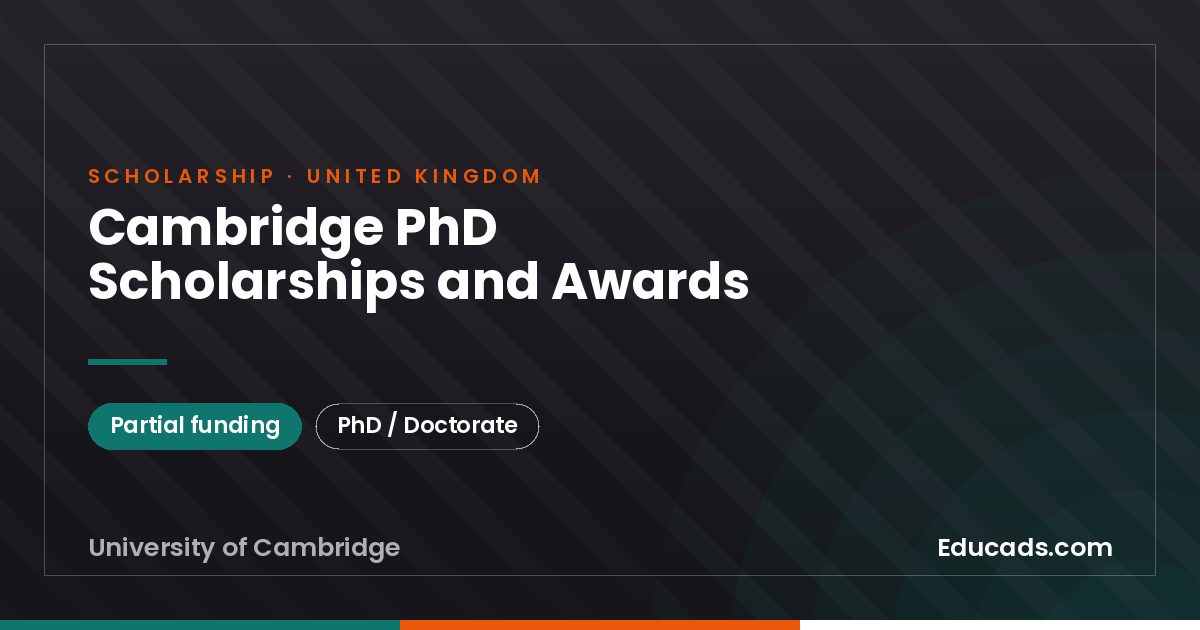 Cambridge PhD Scholarships and Awards scholarship