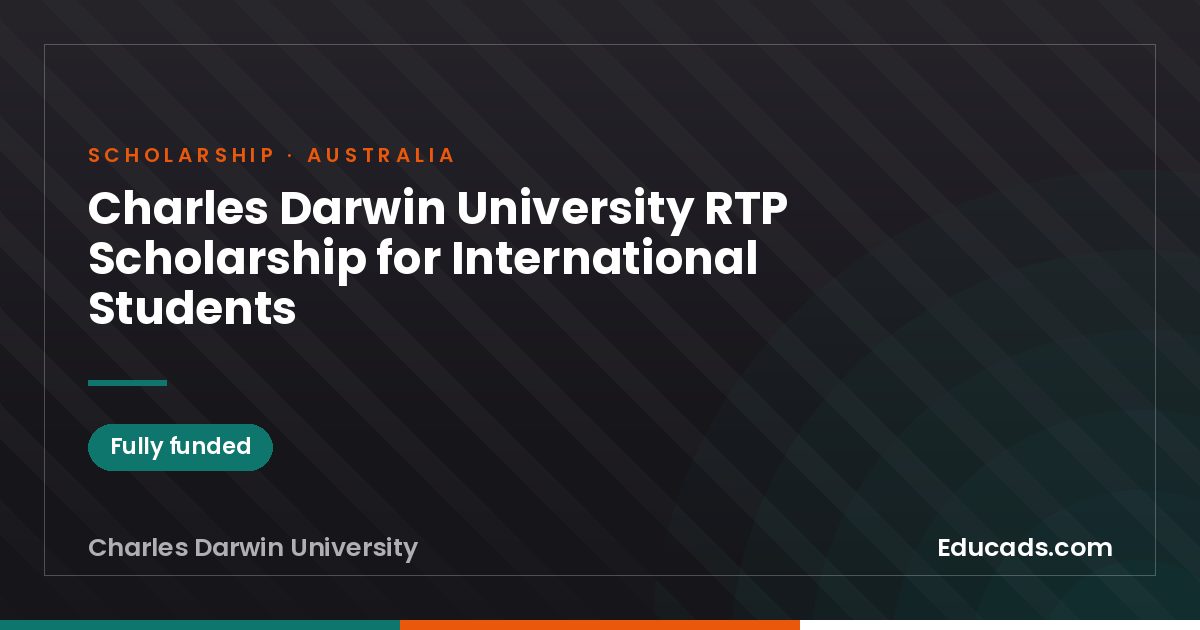 Charles Darwin University RTP Scholarship for International Students scholarship