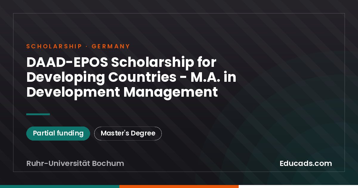 DAAD-EPOS Scholarship for Developing Countries - M.A. in Development Management scholarship
