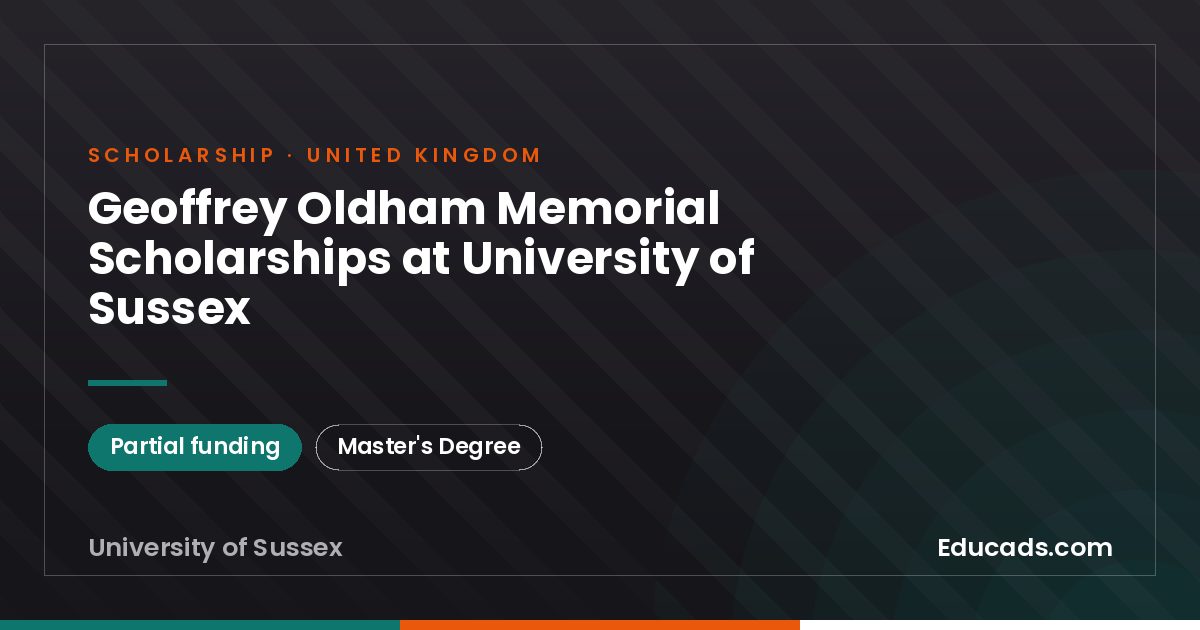 Geoffrey Oldham Memorial Scholarships at University of Sussex scholarship
