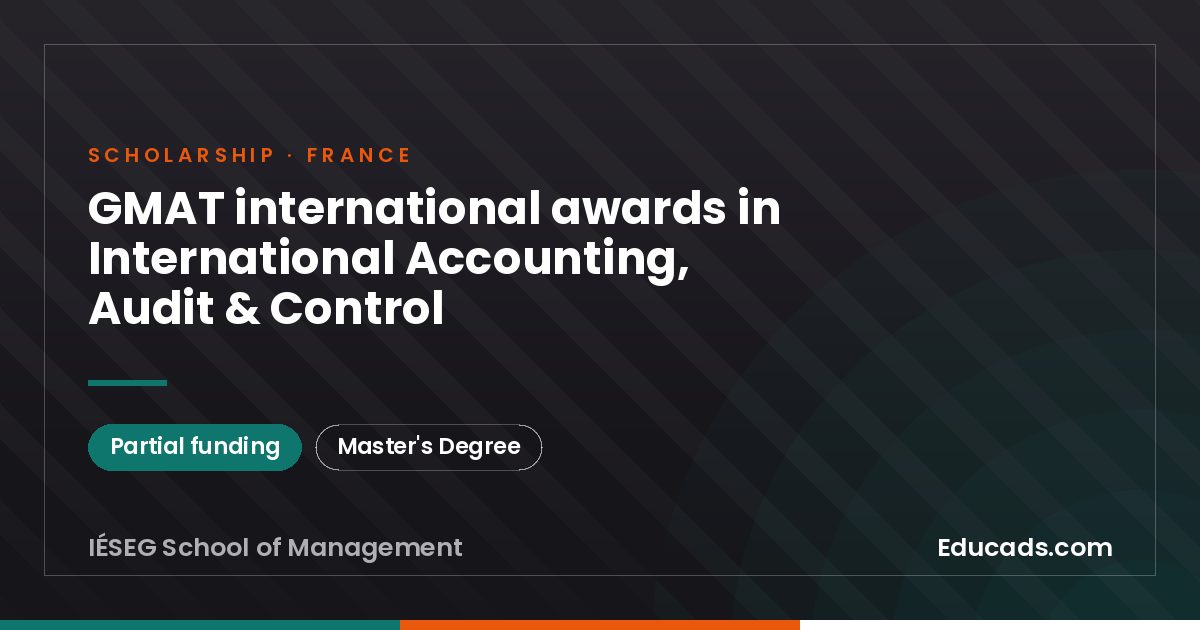 GMAT international awards in International Accounting, Audit & Control scholarship