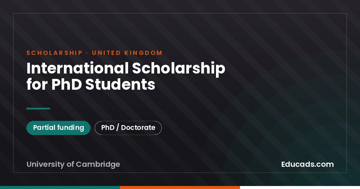 International Scholarship for PhD Students scholarship