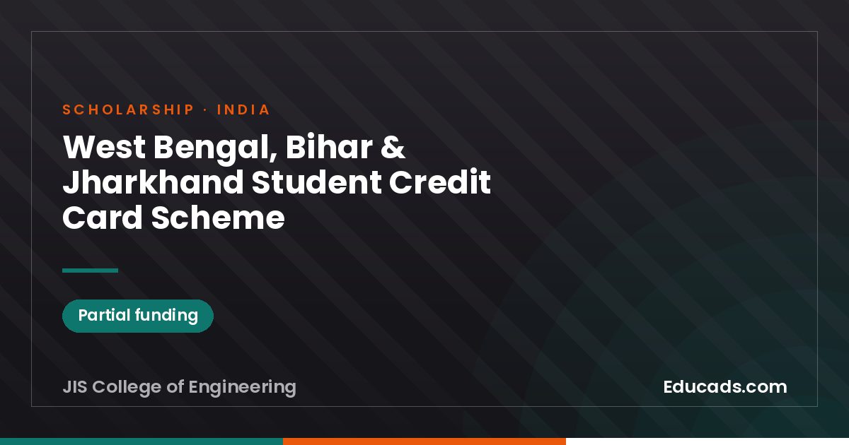 West Bengal, Bihar & Jharkhand Student Credit Card Scheme scholarship