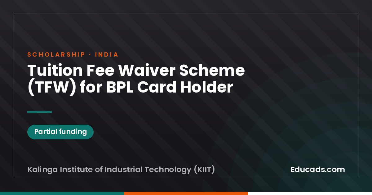 Tuition Fee Waiver Scheme (TFW) for BPL Card Holder scholarship