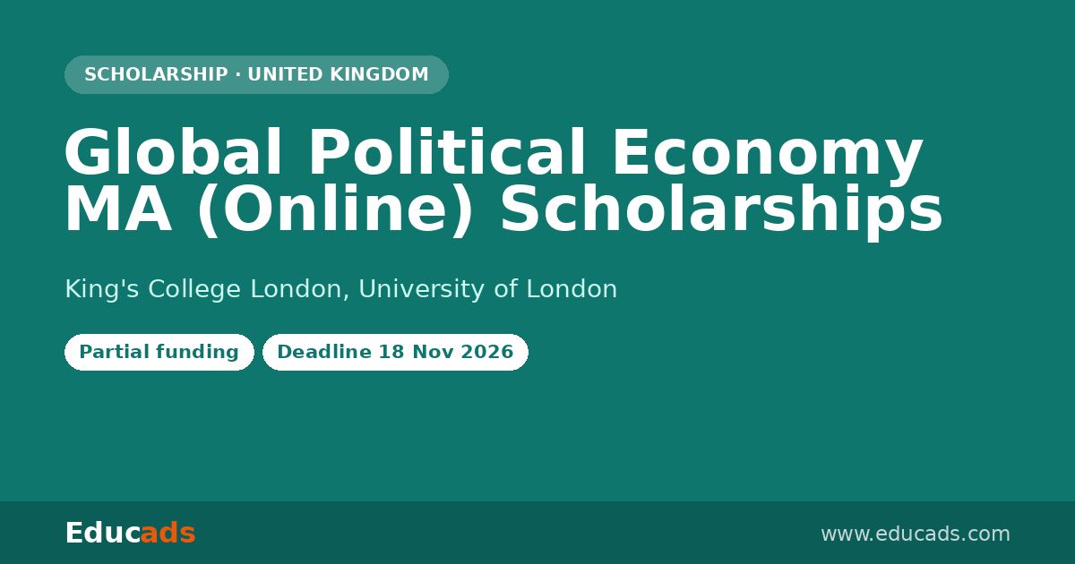Global Political Economy MA (Online) Scholarships scholarship