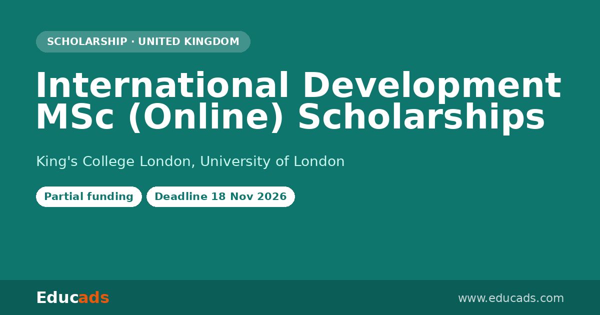 International Development MSc (Online) Scholarships scholarship