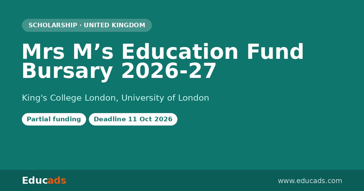 Mrs M’s Education Fund Bursary 2026-27 scholarship