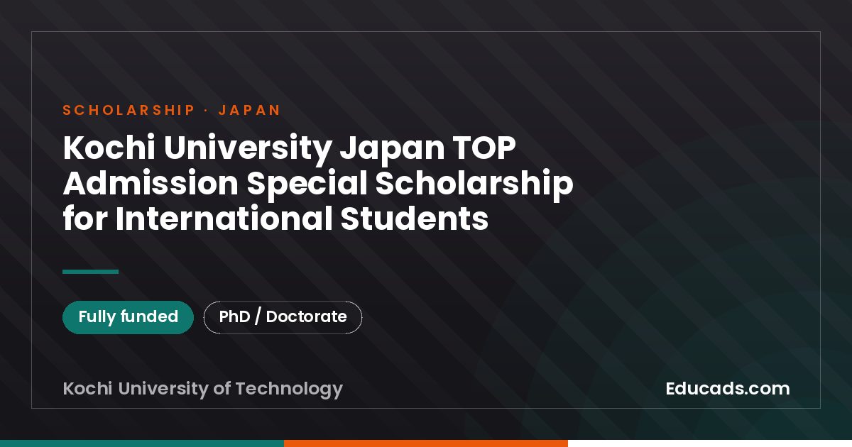 Kochi University Japan TOP Admission Special Scholarship for International Students scholarship