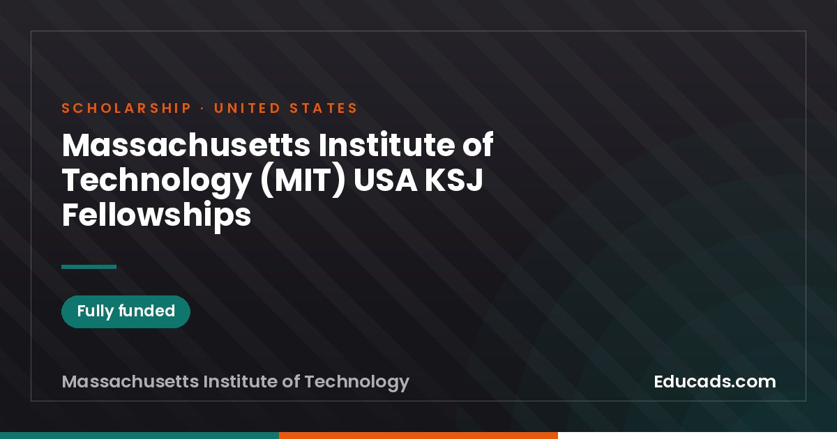 Massachusetts Institute of Technology (MIT) USA KSJ Fellowships scholarship