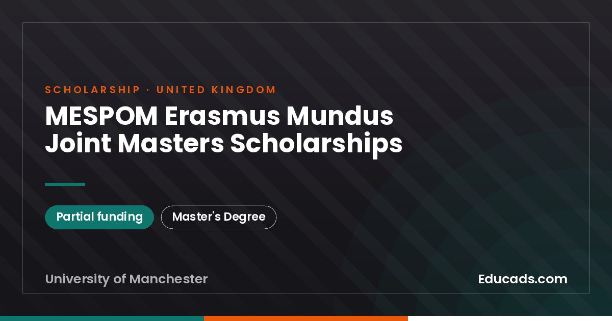 MESPOM Erasmus Mundus Joint Masters Scholarships scholarship