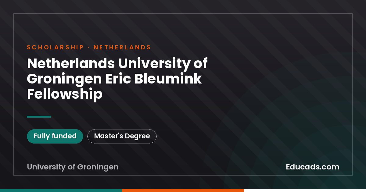Netherlands University of Groningen Eric Bleumink Fellowship scholarship
