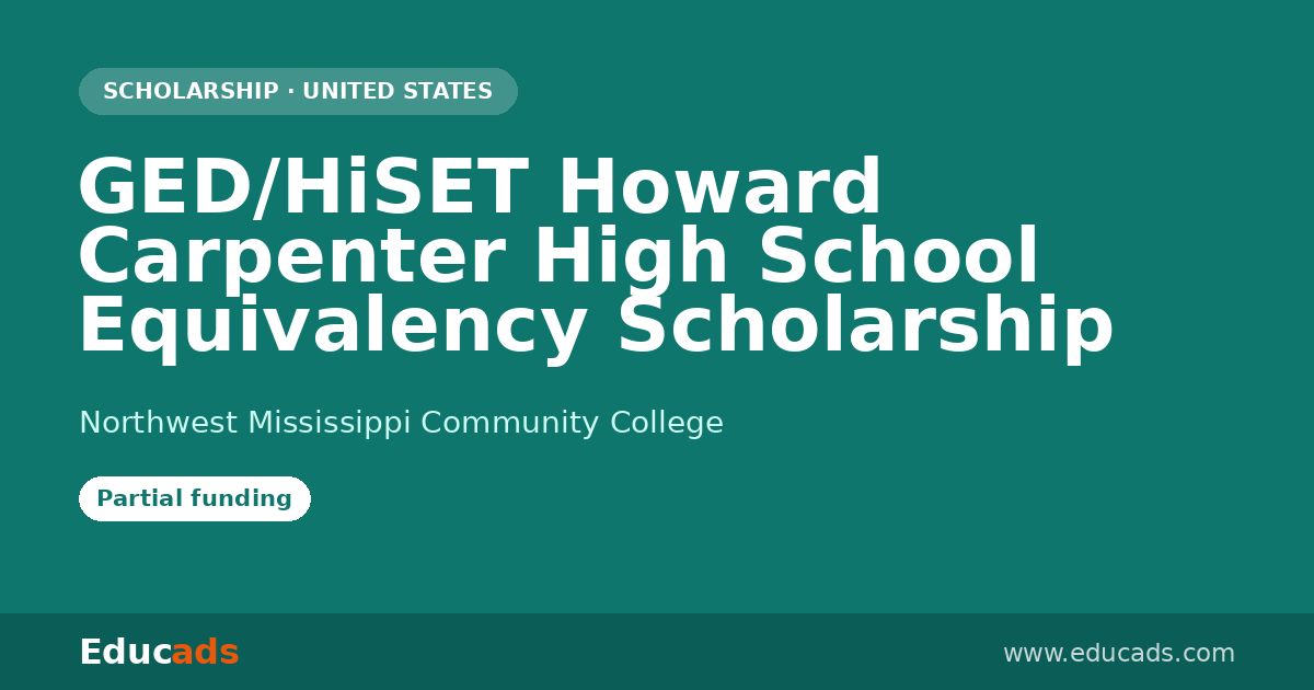 GED/HiSET Howard Carpenter High School Equivalency Scholarship scholarship