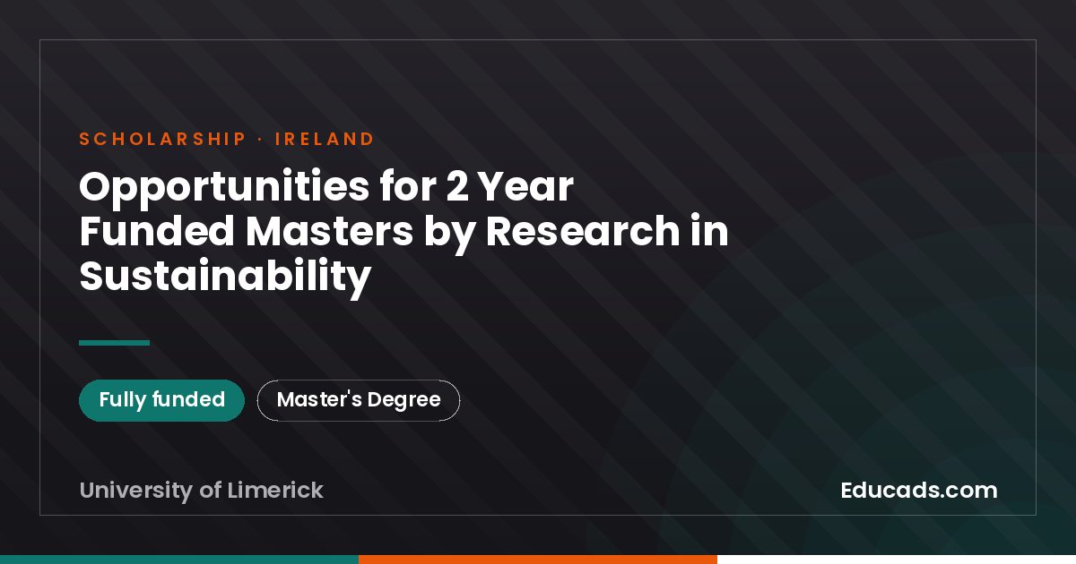 Opportunities for 2 Year Funded Masters by Research in Sustainability scholarship