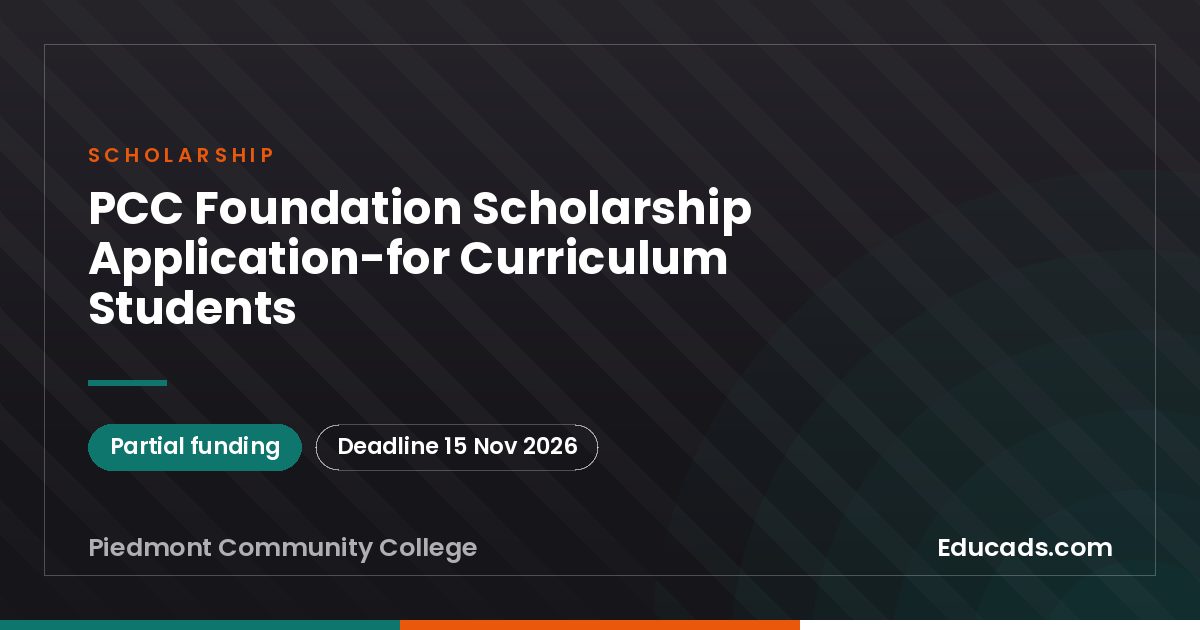 PCC Foundation Scholarship Application-for Curriculum Students scholarship