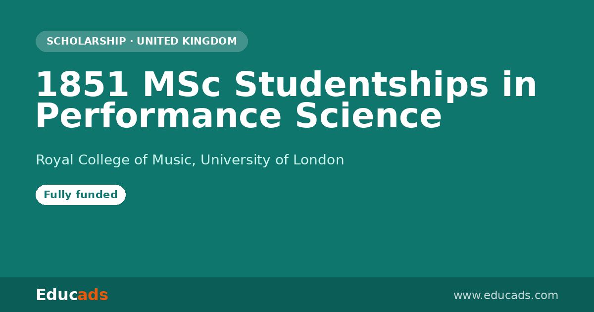 1851 MSc Studentships in Performance Science scholarship