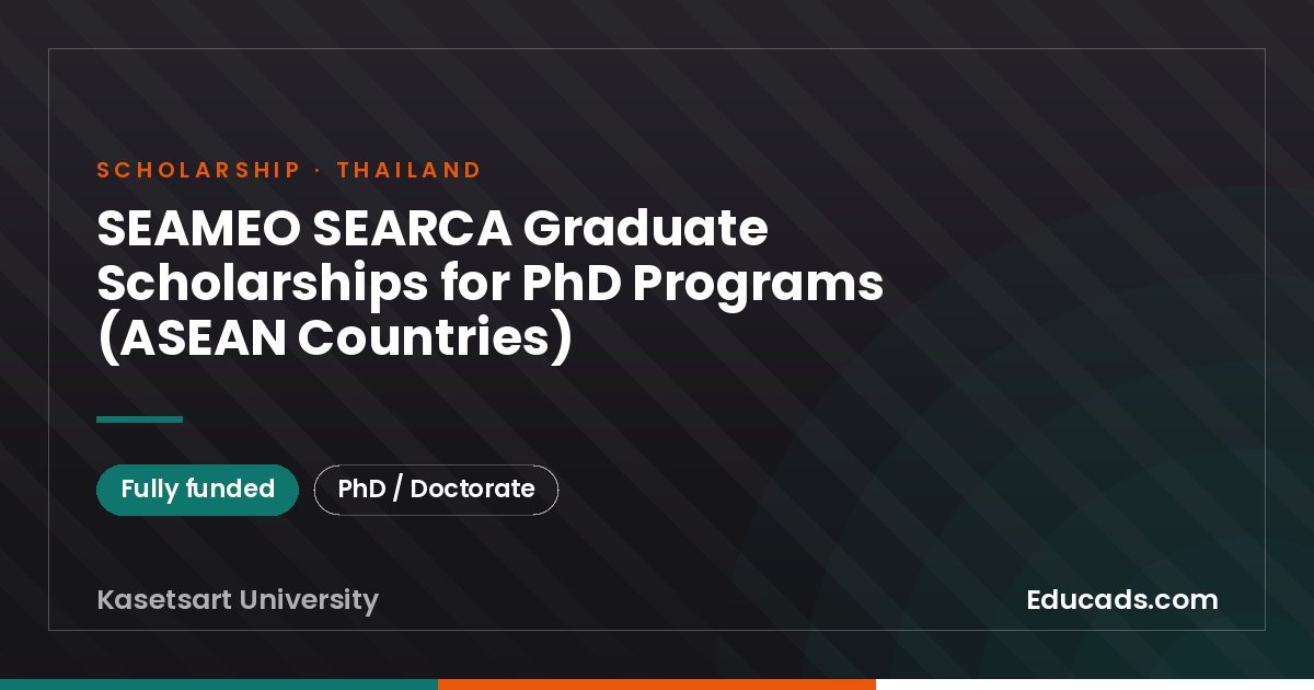 SEAMEO SEARCA Graduate Scholarships for PhD Programs (ASEAN Countries) scholarship