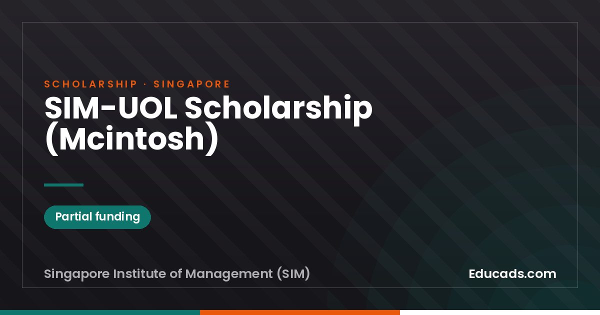 SIM-UOL Scholarship (Mcintosh) scholarship