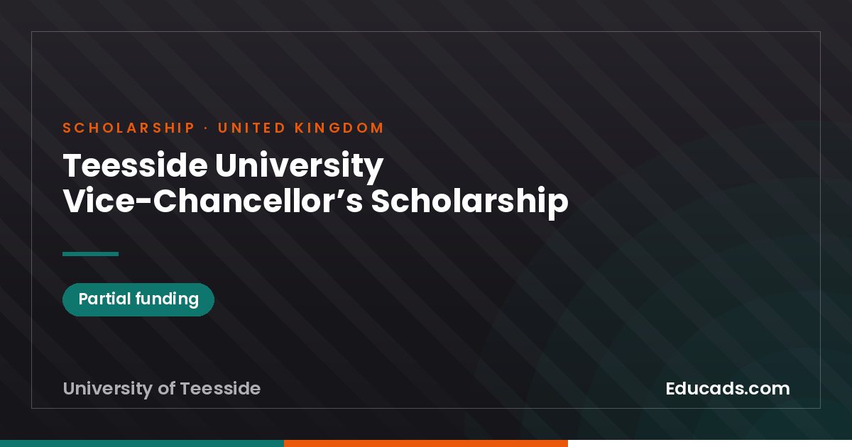 Teesside University Vice-Chancellor’s Scholarship scholarship