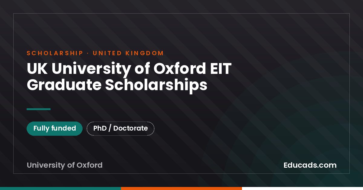 UK University of Oxford EIT Graduate Scholarships scholarship