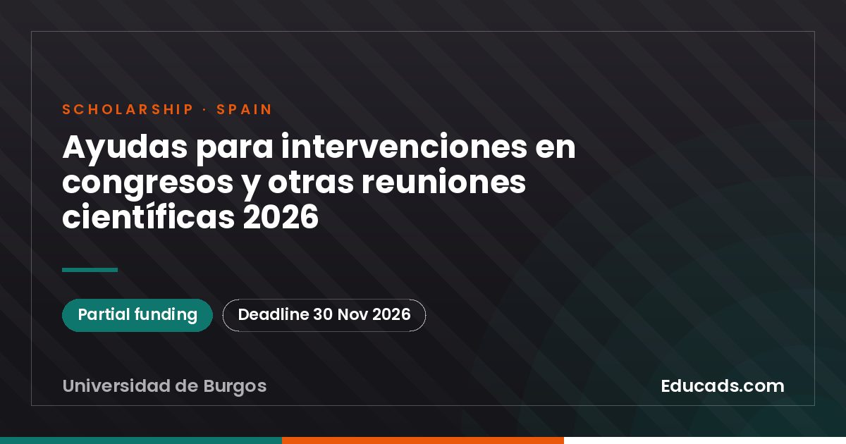 Grants for presentations at conferences and other scientific meetings 2026 scholarship