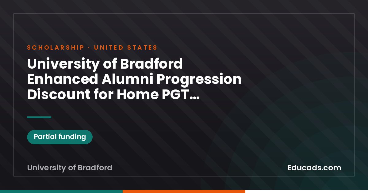 University of Bradford Enhanced Alumni Progression Discount for Home PGT Students - 2026/27 scholarship