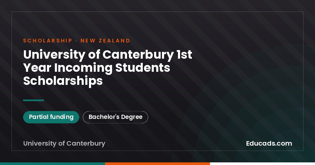 University of Canterbury 1st Year Incoming Students Scholarships scholarship