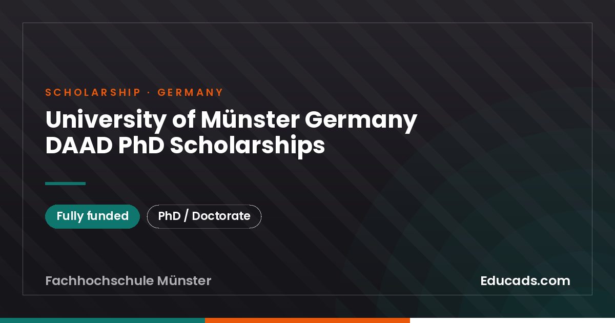University of Münster Germany DAAD PhD Scholarships scholarship
