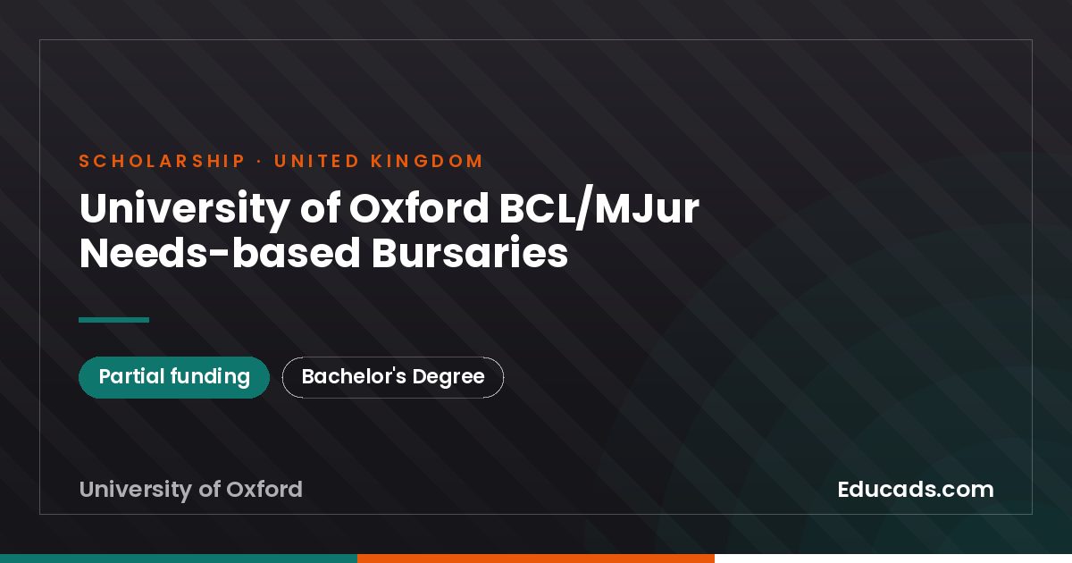 University of Oxford BCL/MJur Needs-based Bursaries scholarship